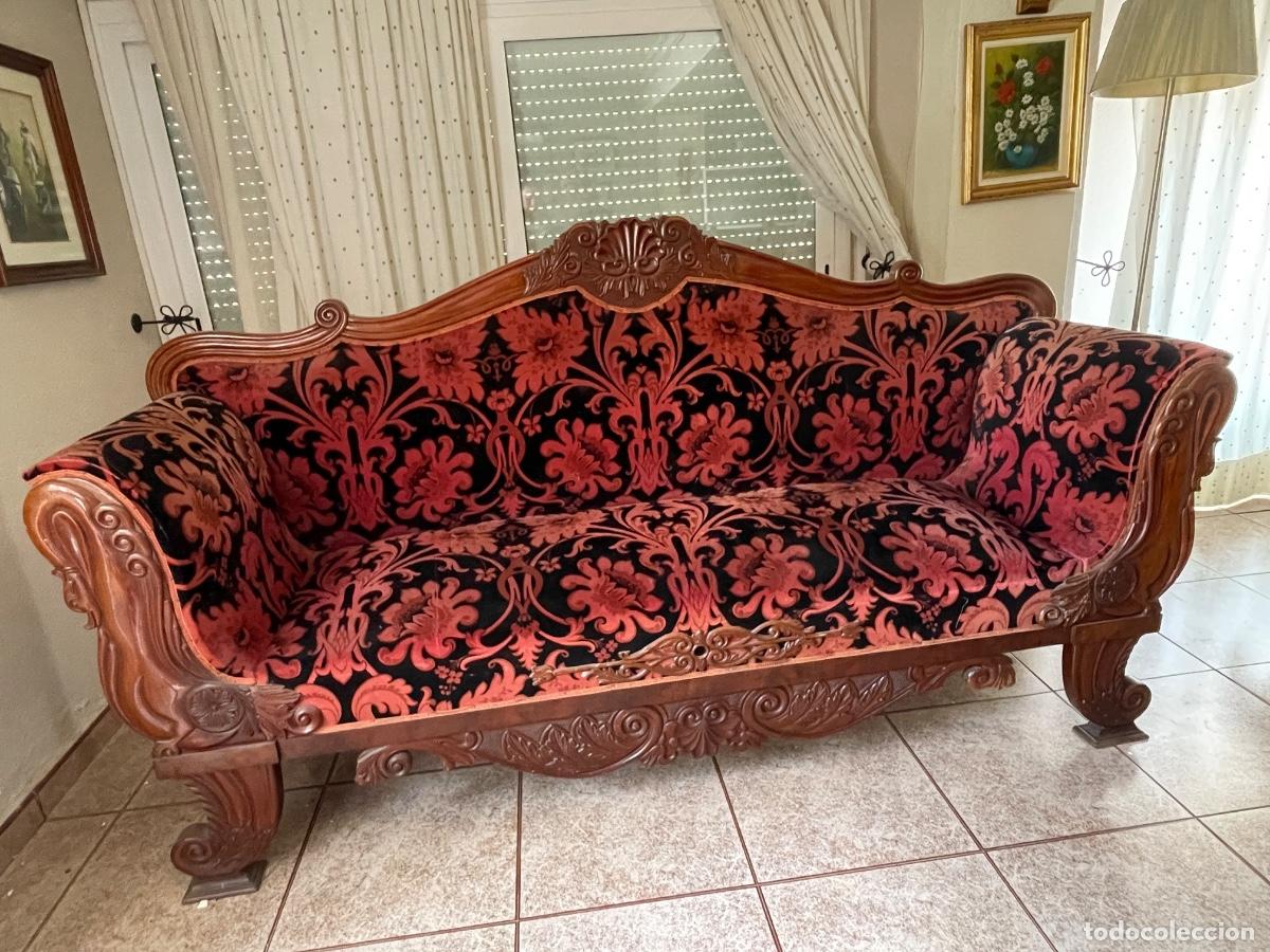 Antig&uuml;edades: Sof&aacute;, 2 sillas y 2 sillones terciopelo - Foto 4
