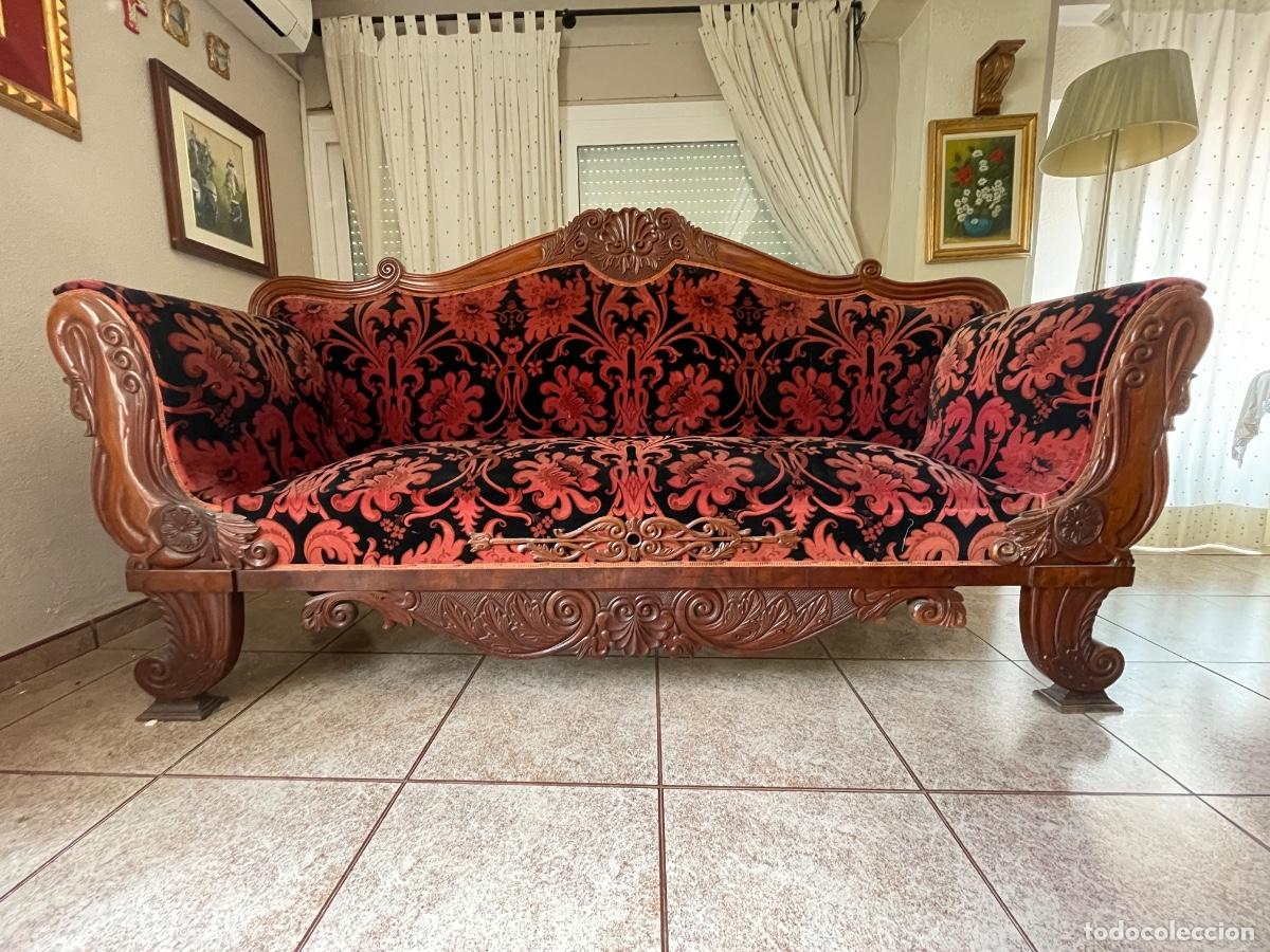 Antig&uuml;edades: Sof&aacute;, 2 sillas y 2 sillones terciopelo - Foto 7