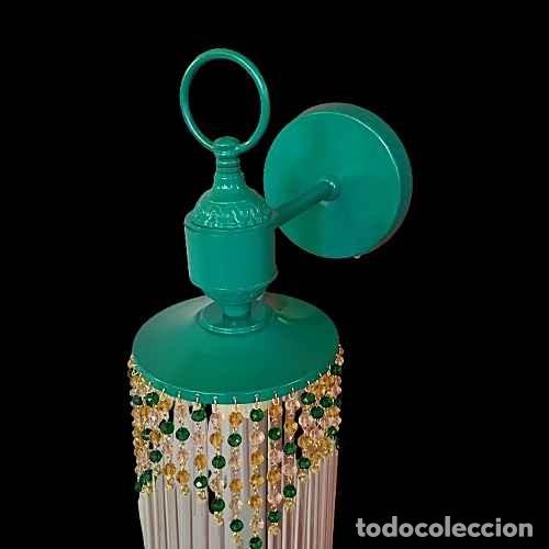 Antig&uuml;edades: APLIQUE PARED VERDE CON FLECOS DE CRISTAL - Foto 2