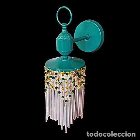Antig&uuml;edades: APLIQUE PARED VERDE CON FLECOS DE CRISTAL - Foto 3