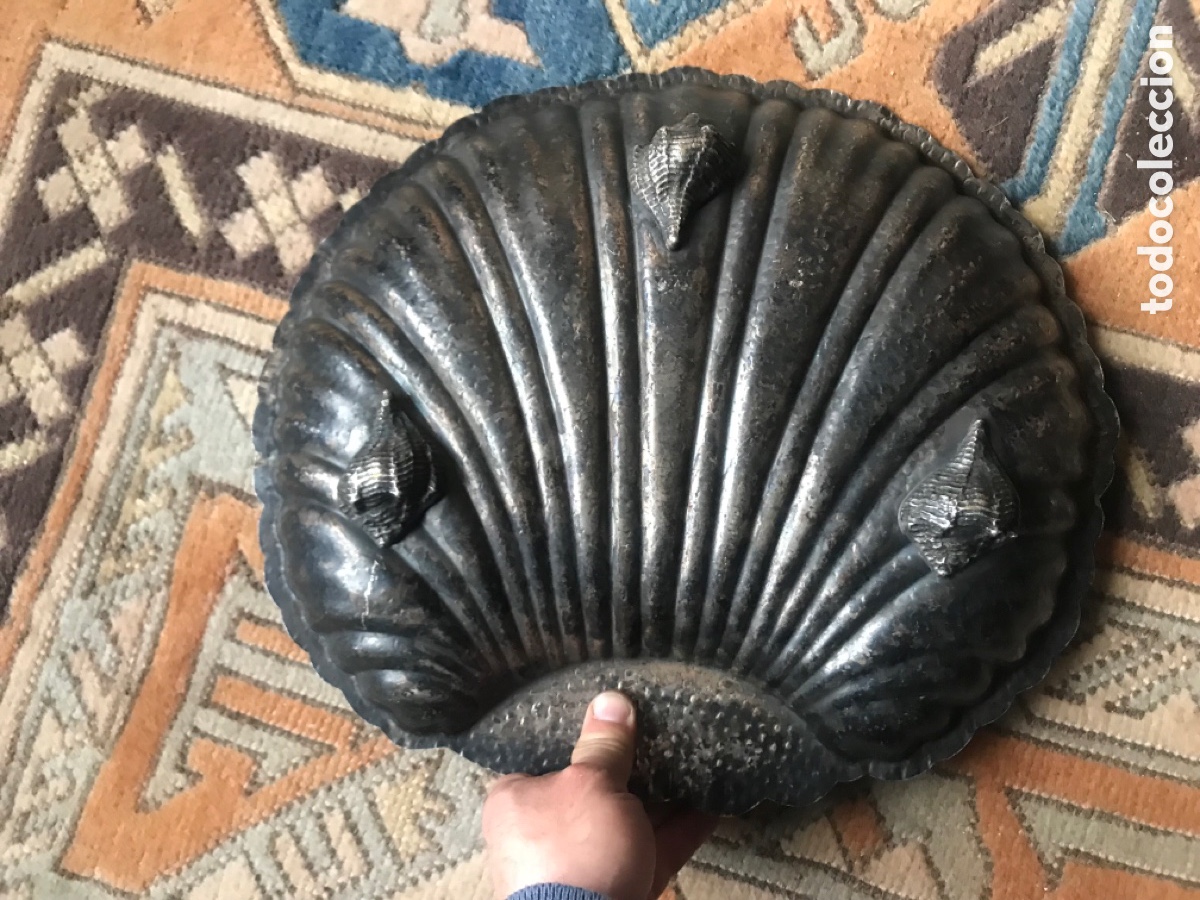 Antig&uuml;edades: Preciosa concha bautismal plateada - Foto 4