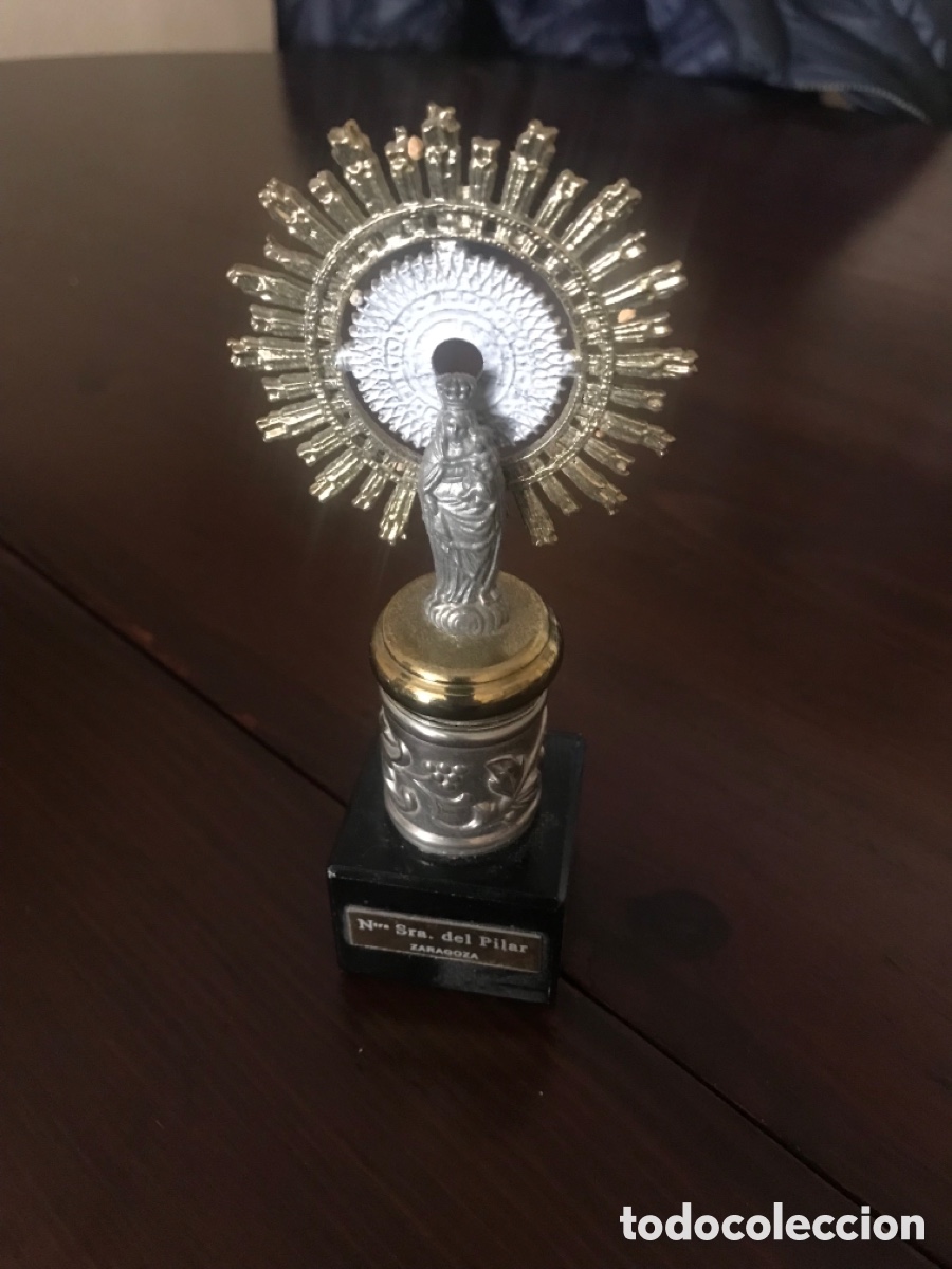Antig&uuml;edades: Virgen del Pilar de 15 cm - Foto 1