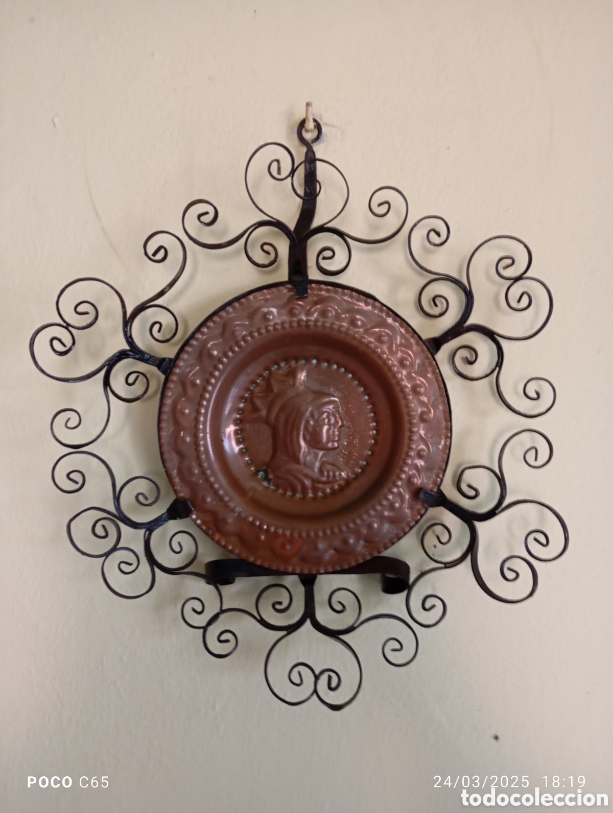 Antig&uuml;edades: Plato antiguo de cobre - Foto 2