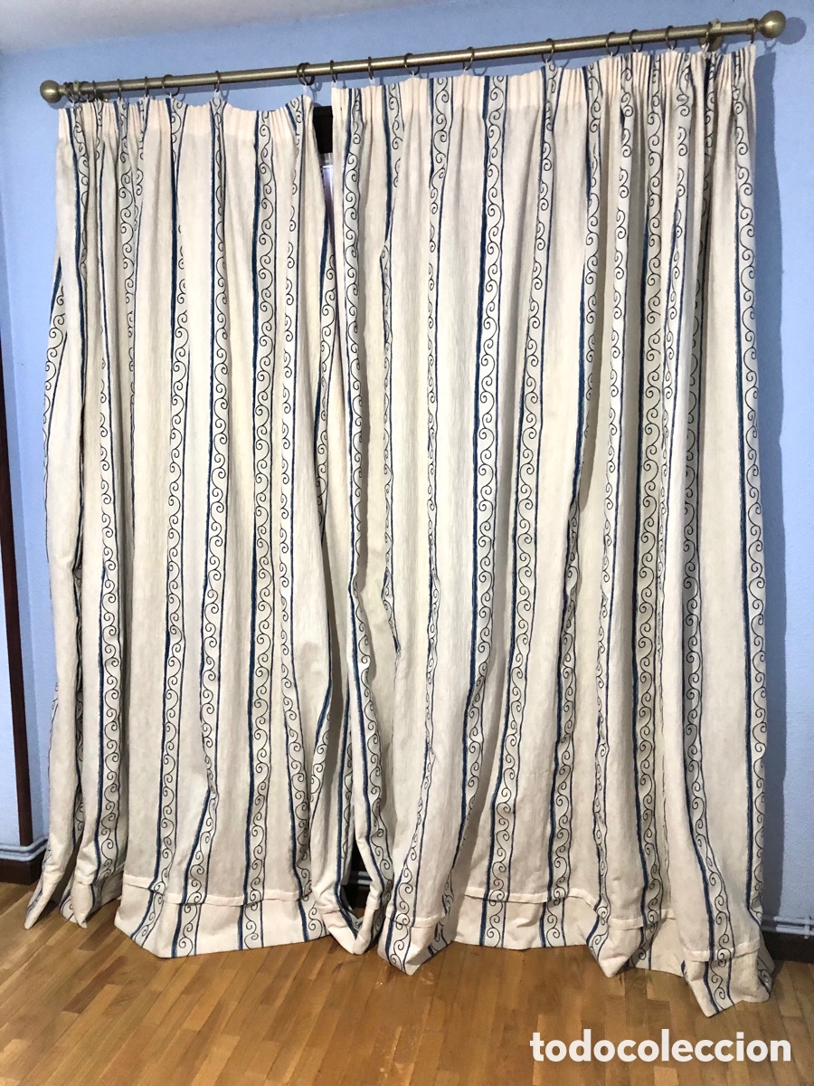 Antig&uuml;edades: JUEGO DE CORTINAS DE ALGOD&Oacute;N ELEGANTE - Foto 1