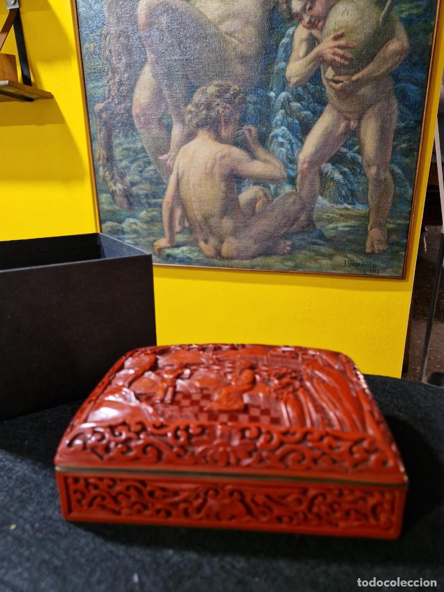 Antig&uuml;edades: CAJA DE LACA CHINA CINNABAR - Foto 1