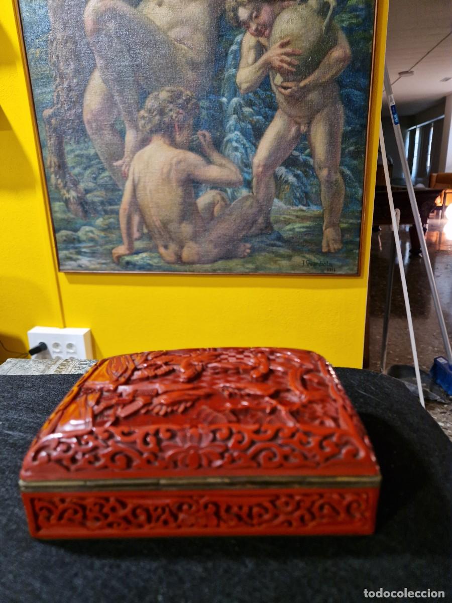 Antig&uuml;edades: CAJA DE LACA CHINA CINNABAR - Foto 6