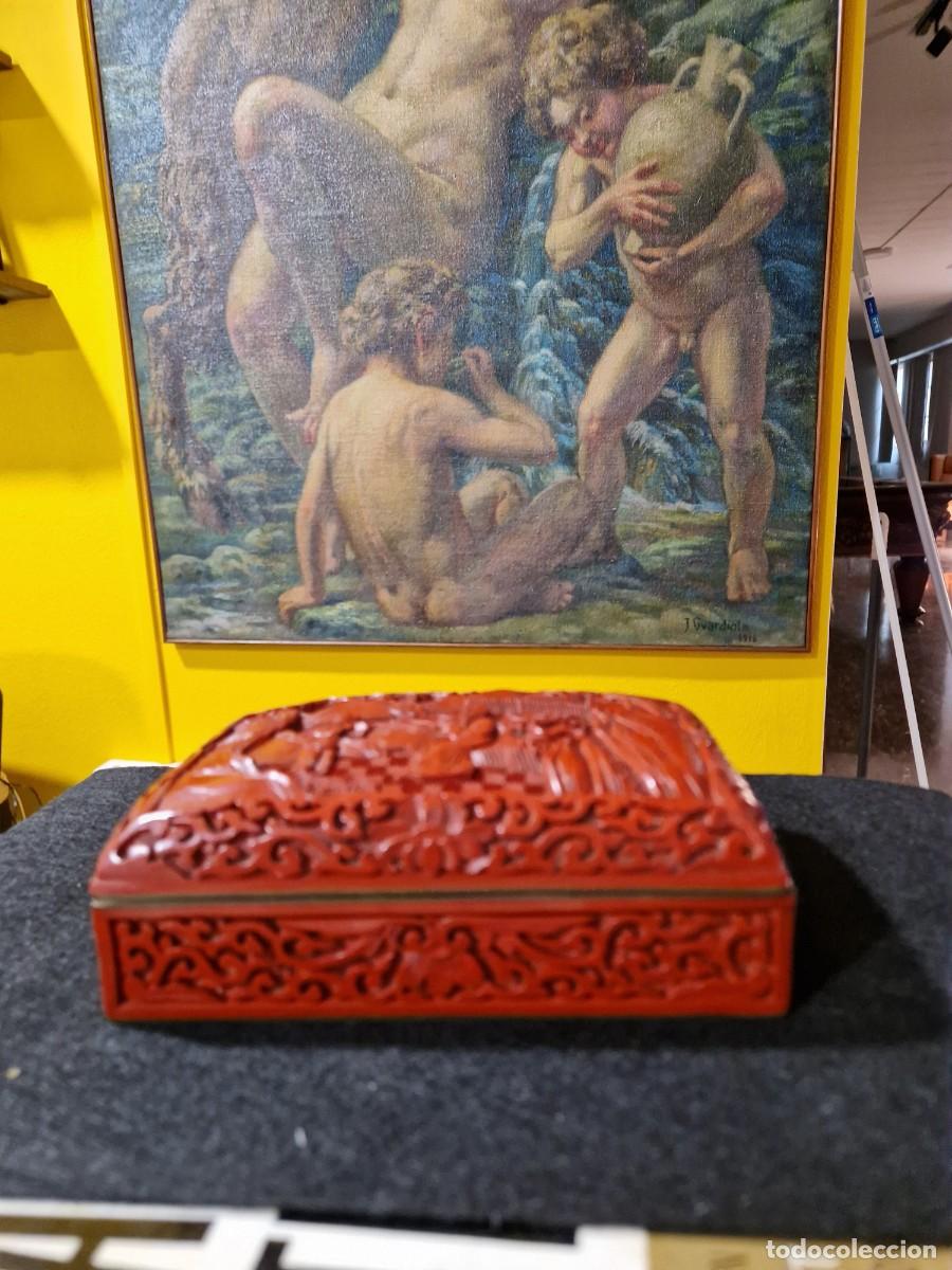 Antig&uuml;edades: CAJA DE LACA CHINA CINNABAR - Foto 7