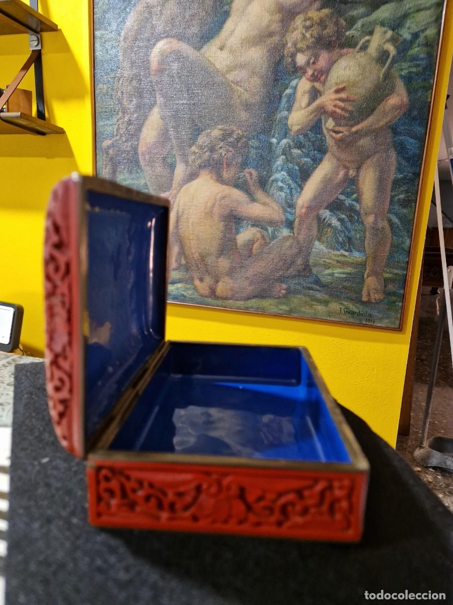 Antig&uuml;edades: CAJA DE LACA CHINA CINNABAR - Foto 8