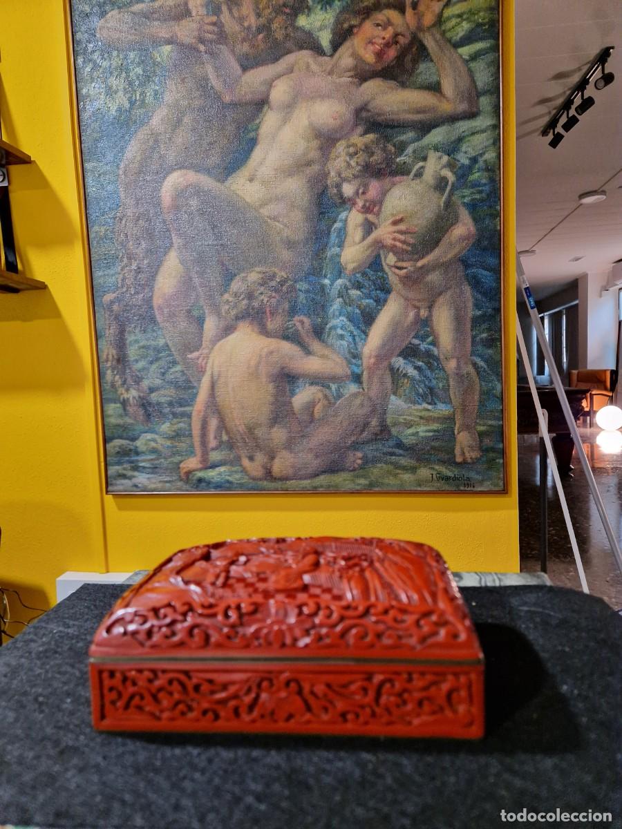 Antig&uuml;edades: CAJA DE LACA CHINA CINNABAR - Foto 10