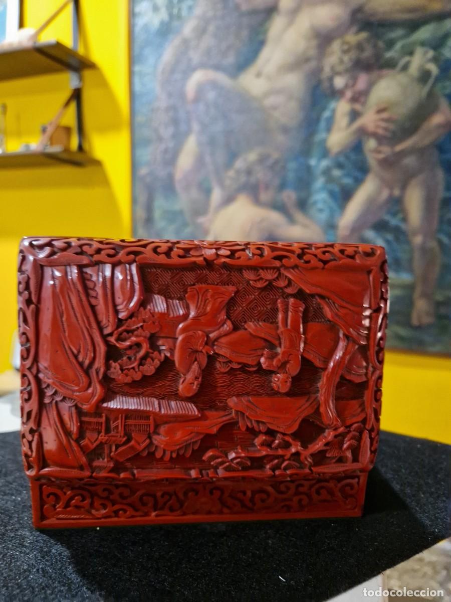 Antig&uuml;edades: CAJA DE LACA CHINA CINNABAR - Foto 12