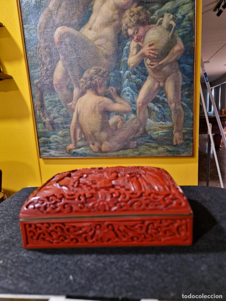 Antig&uuml;edades: CAJA DE LACA CHINA CINNABAR - Foto 13
