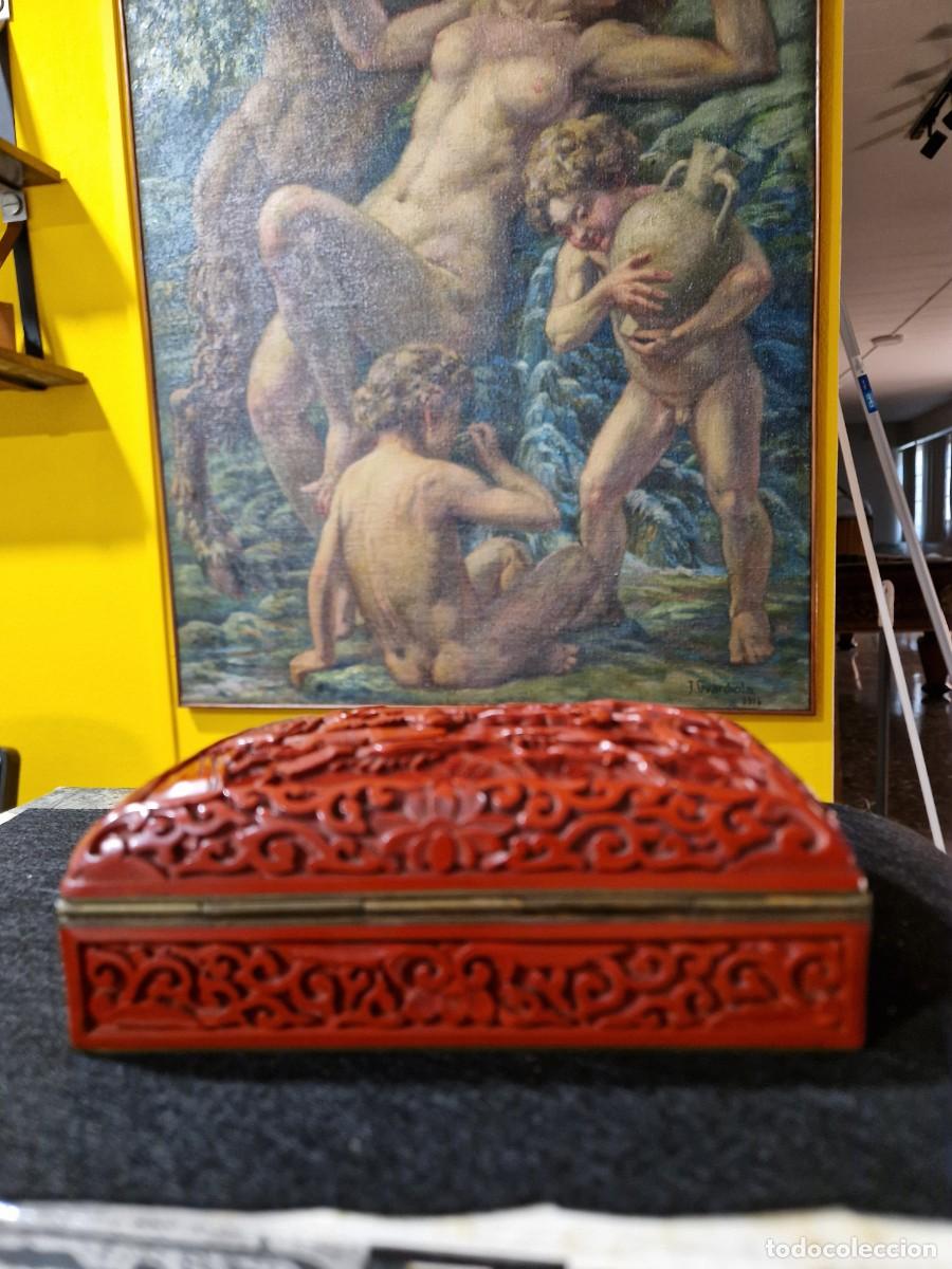 Antig&uuml;edades: CAJA DE LACA CHINA CINNABAR - Foto 17