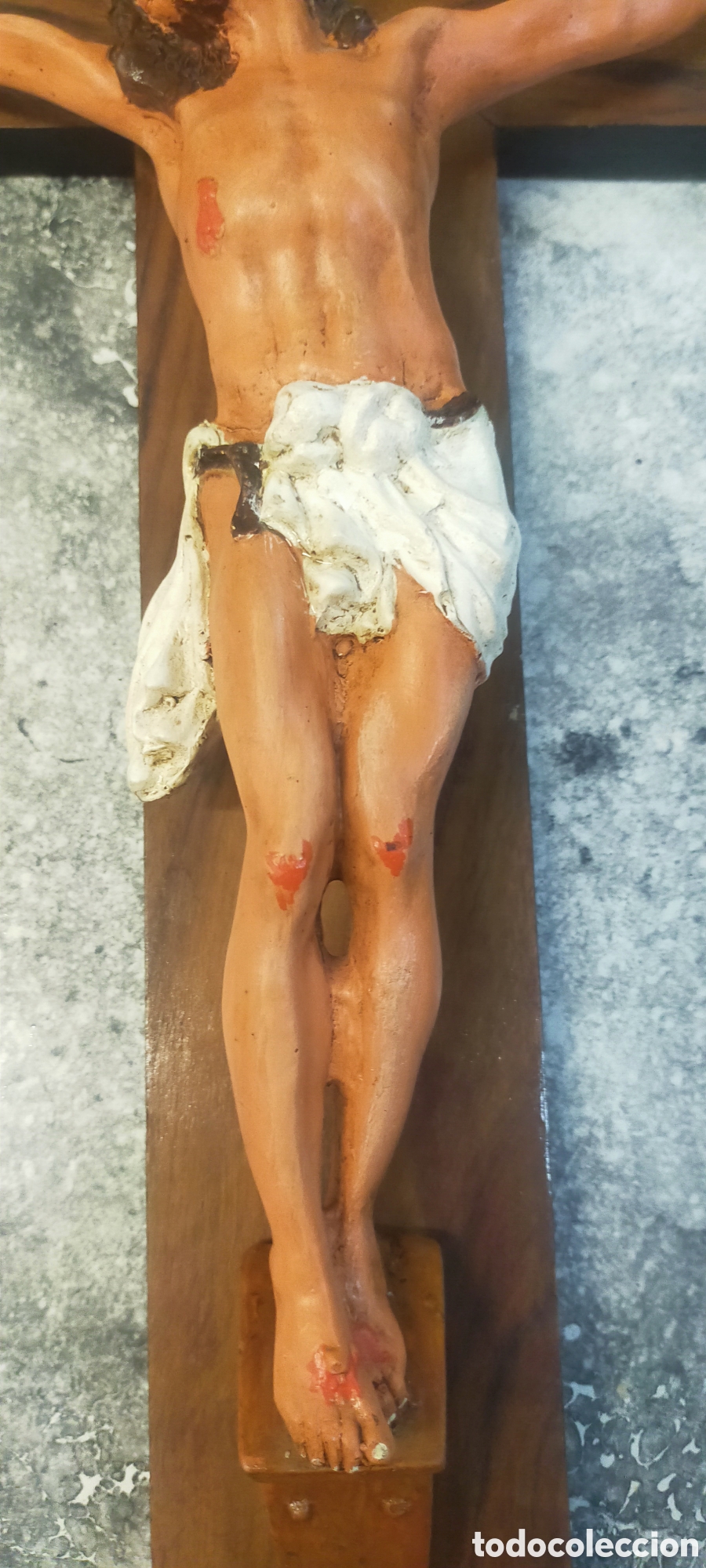 Antig&uuml;edades: Crucifijo madera y estuco pintado - Foto 10