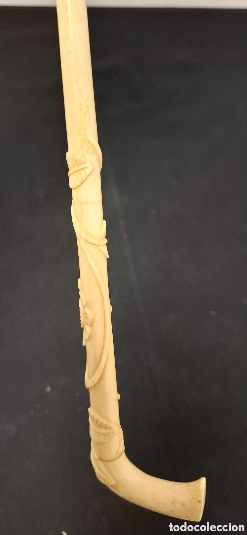 Antig&uuml;edades: Sombrilla con seda y encaje y mango en hueso con talla. - Foto 9