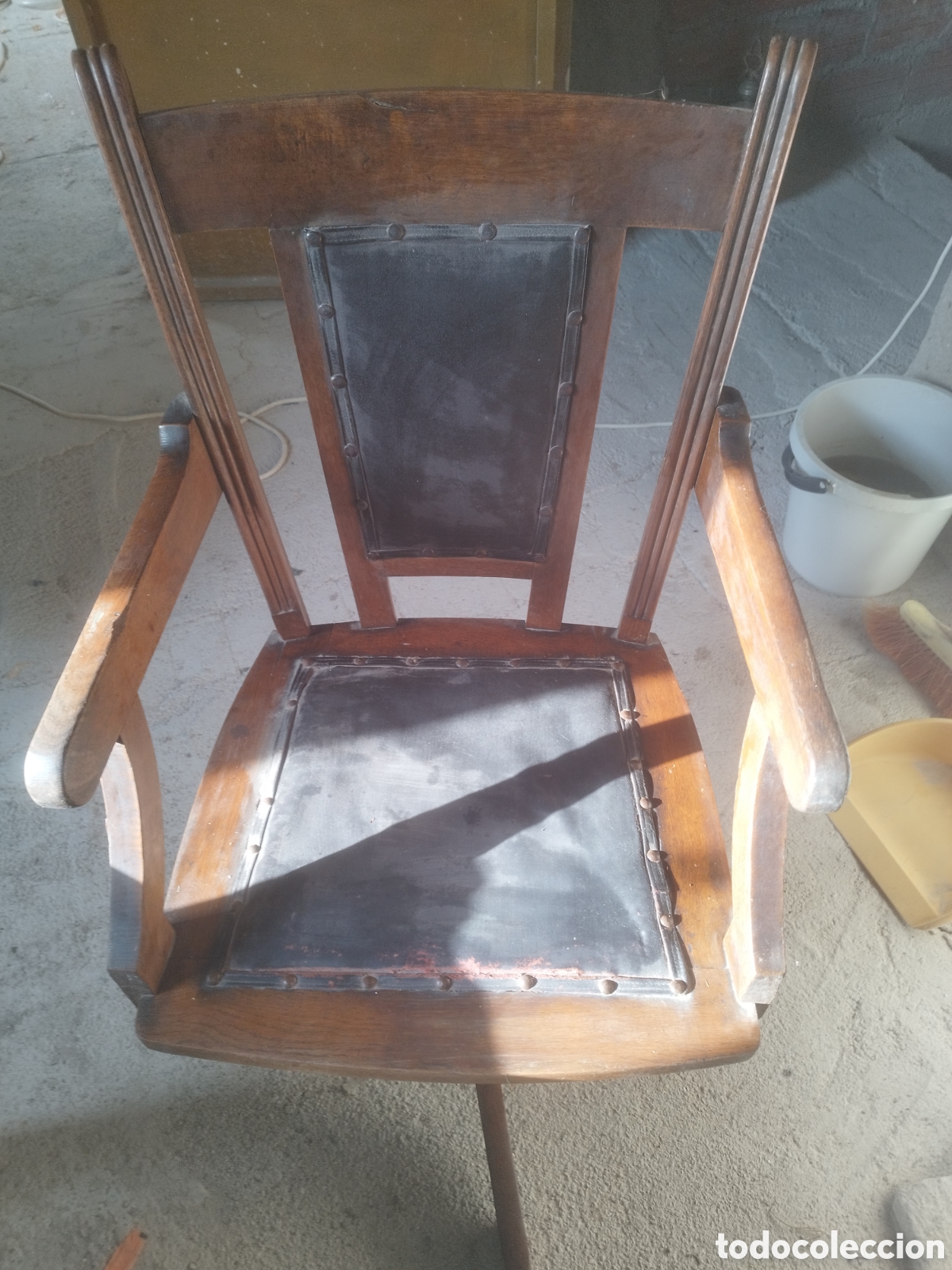 Antig&uuml;edades: Silla giratoria reclinatoria roble - Foto 5