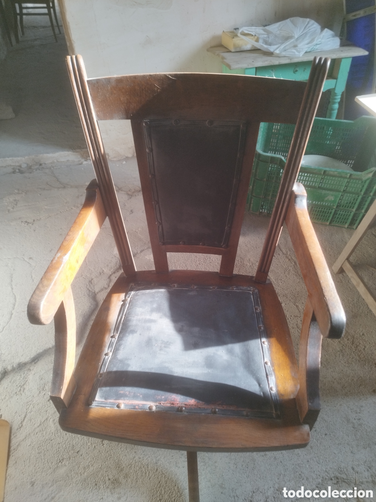 Antig&uuml;edades: Silla giratoria reclinatoria roble - Foto 1