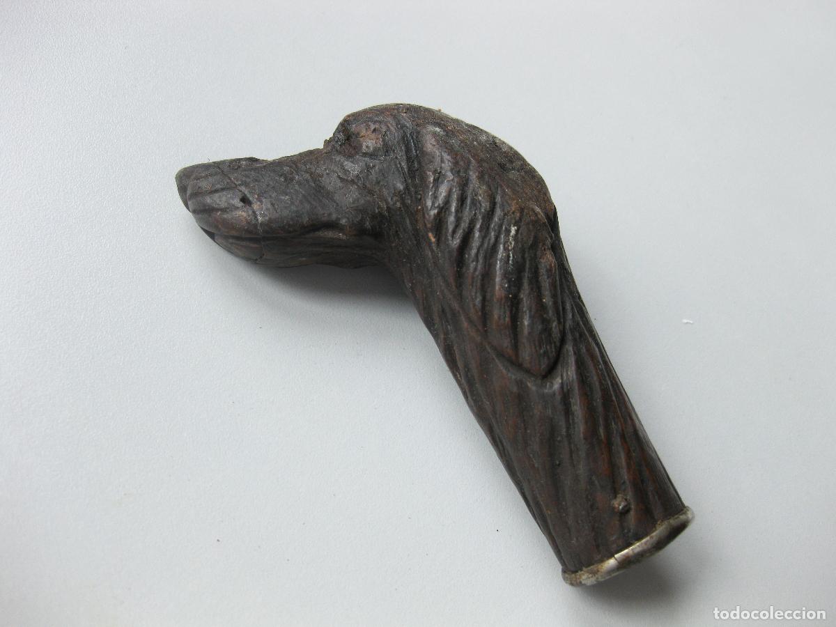 Antig&uuml;edades: ANTIGUO MANGO DE BAST&Oacute;N CON FORMA DE CABEZA DE PERRO TALLADA EN MADERA - Foto 3