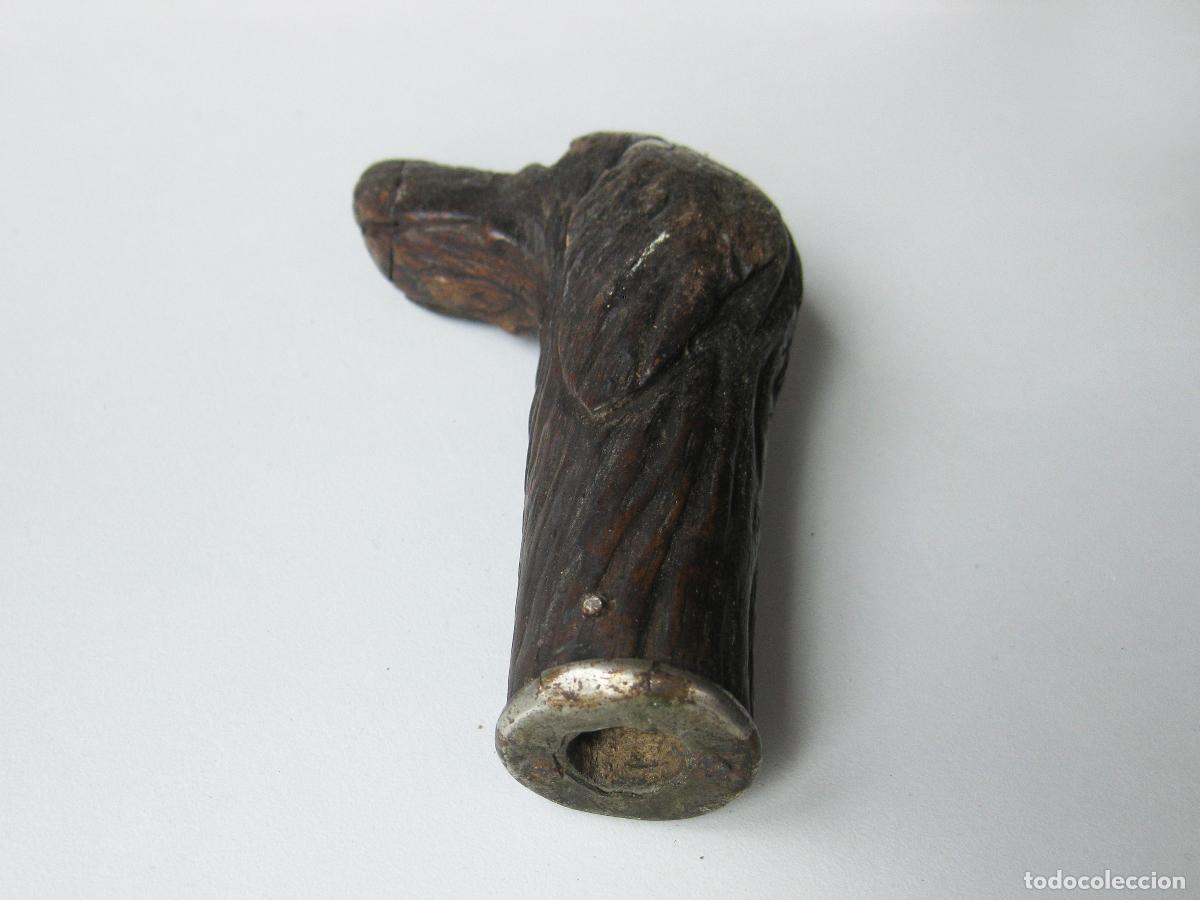 Antig&uuml;edades: ANTIGUO MANGO DE BAST&Oacute;N CON FORMA DE CABEZA DE PERRO TALLADA EN MADERA - Foto 7