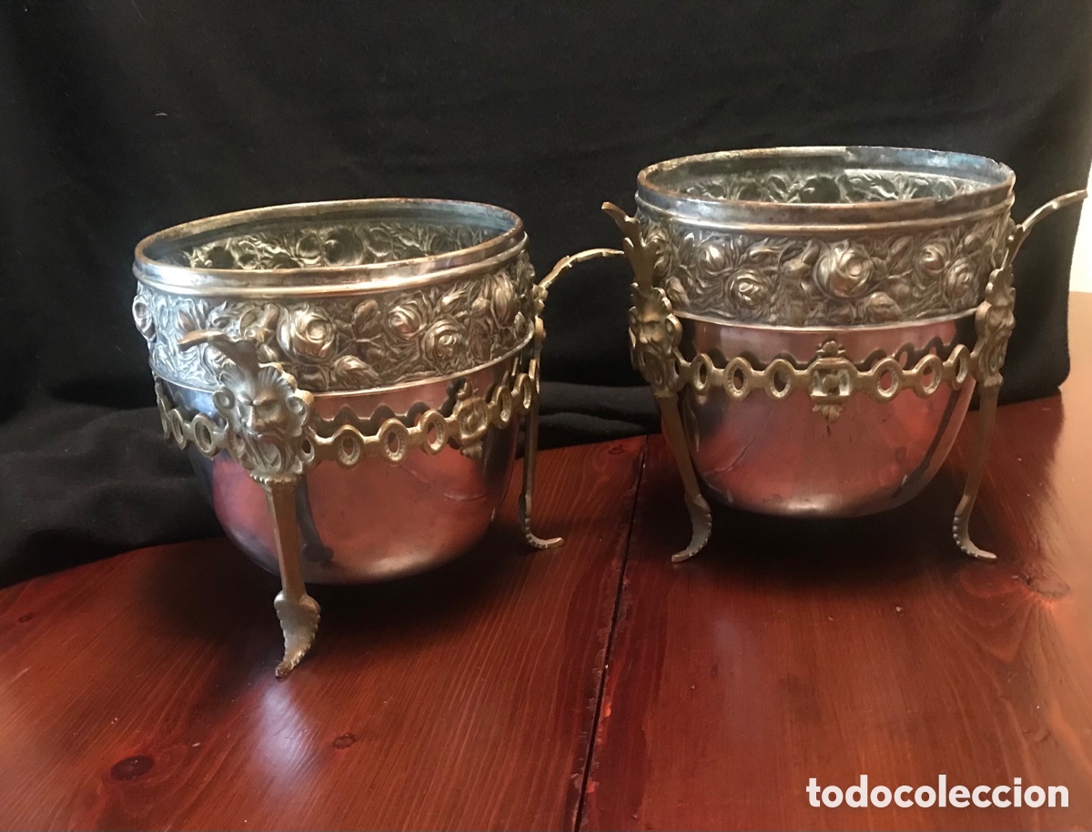 Antig&uuml;edades: Pareja maceteros Apollo Silver&Co USA - Foto 1