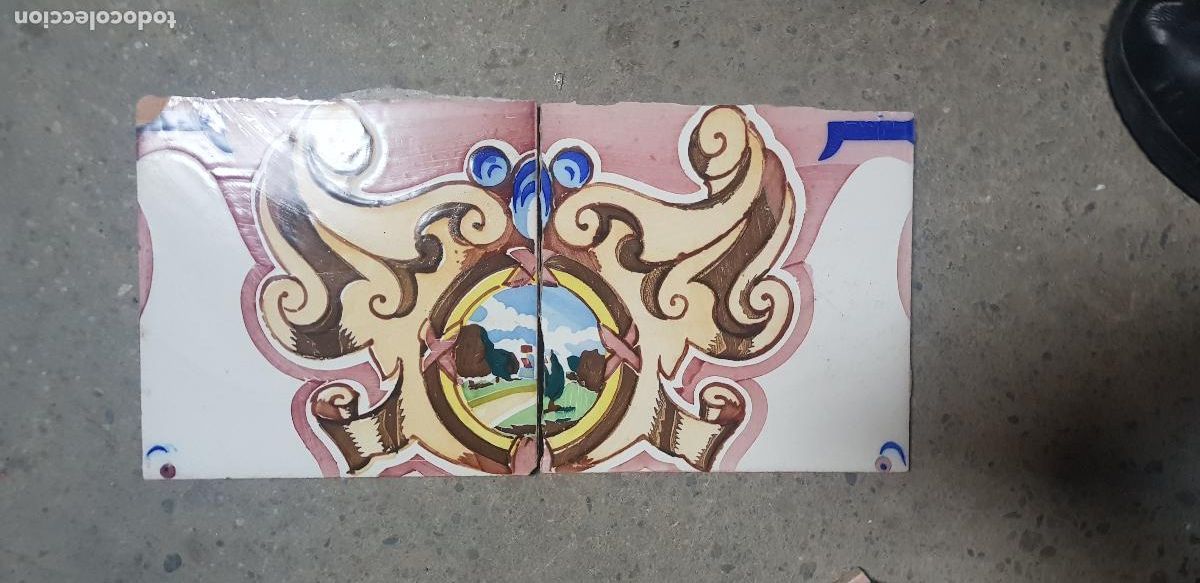 Antig&uuml;edades: DOS AZULEJO DECORATIVOS ESPA&Ntilde;A - Foto 1
