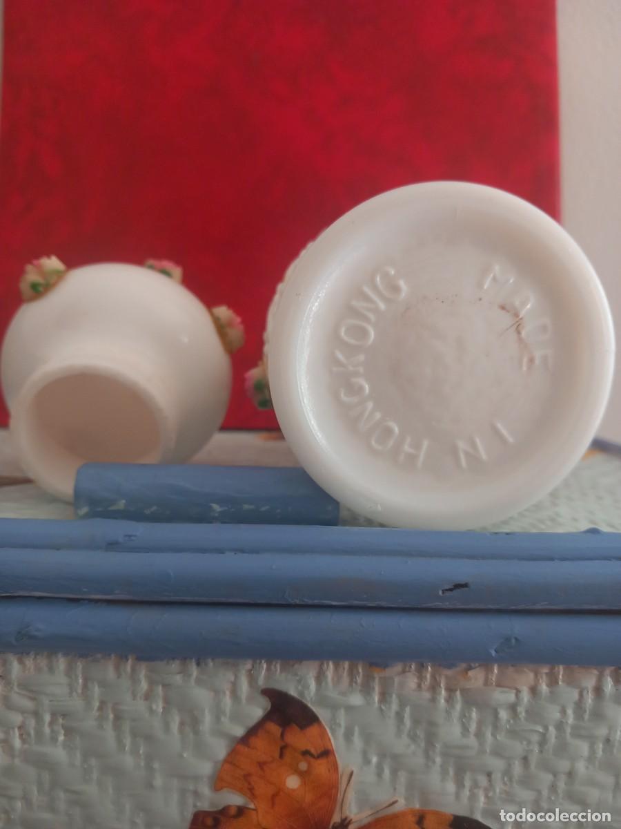 Antig&uuml;edades: QUINQUE DE OPALINA Y CRISTAL OPALINA CON ROSAS. - Foto 6