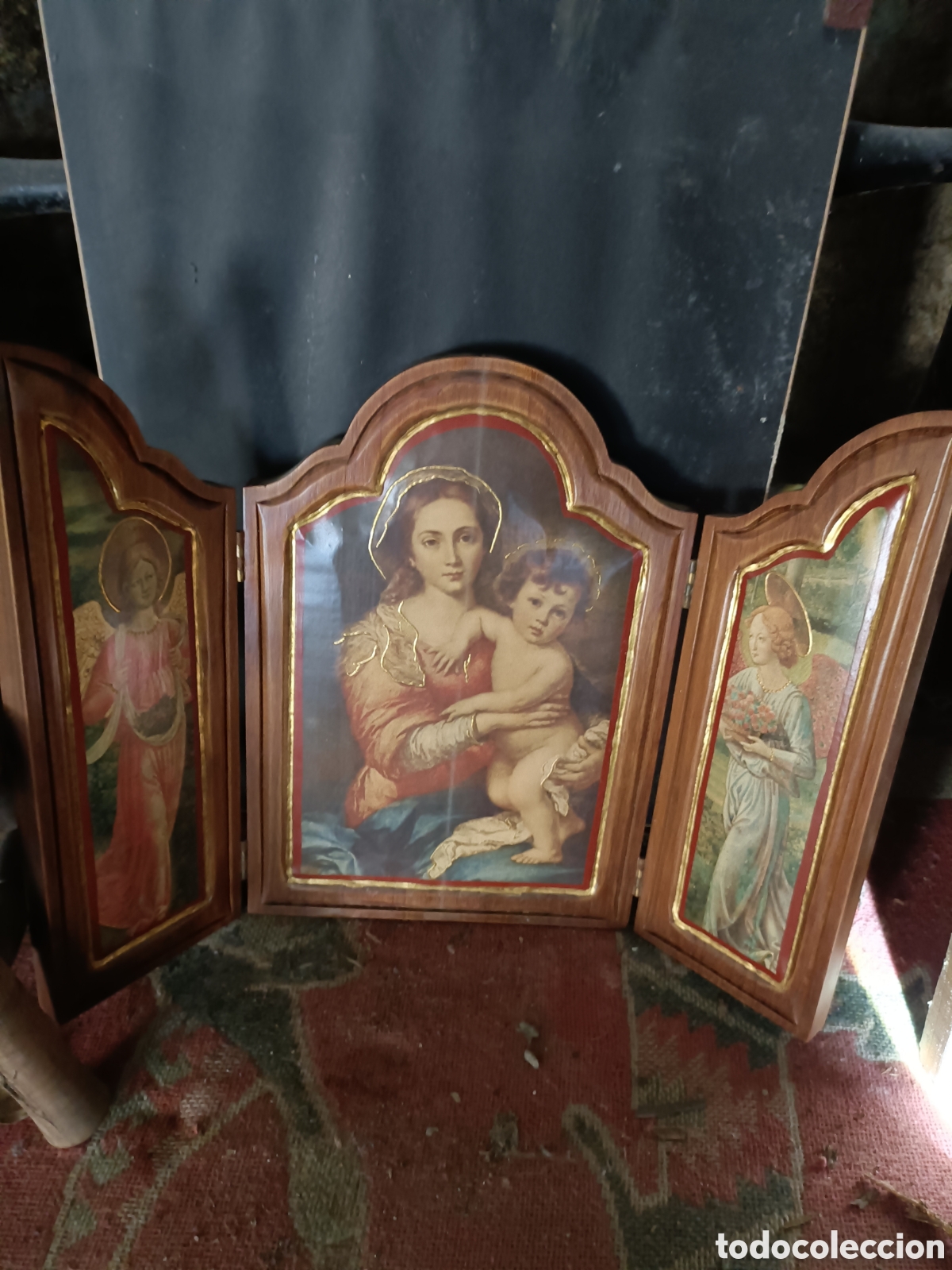 Antig&uuml;edades: Tr&iacute;ptico madera religioso - Foto 2