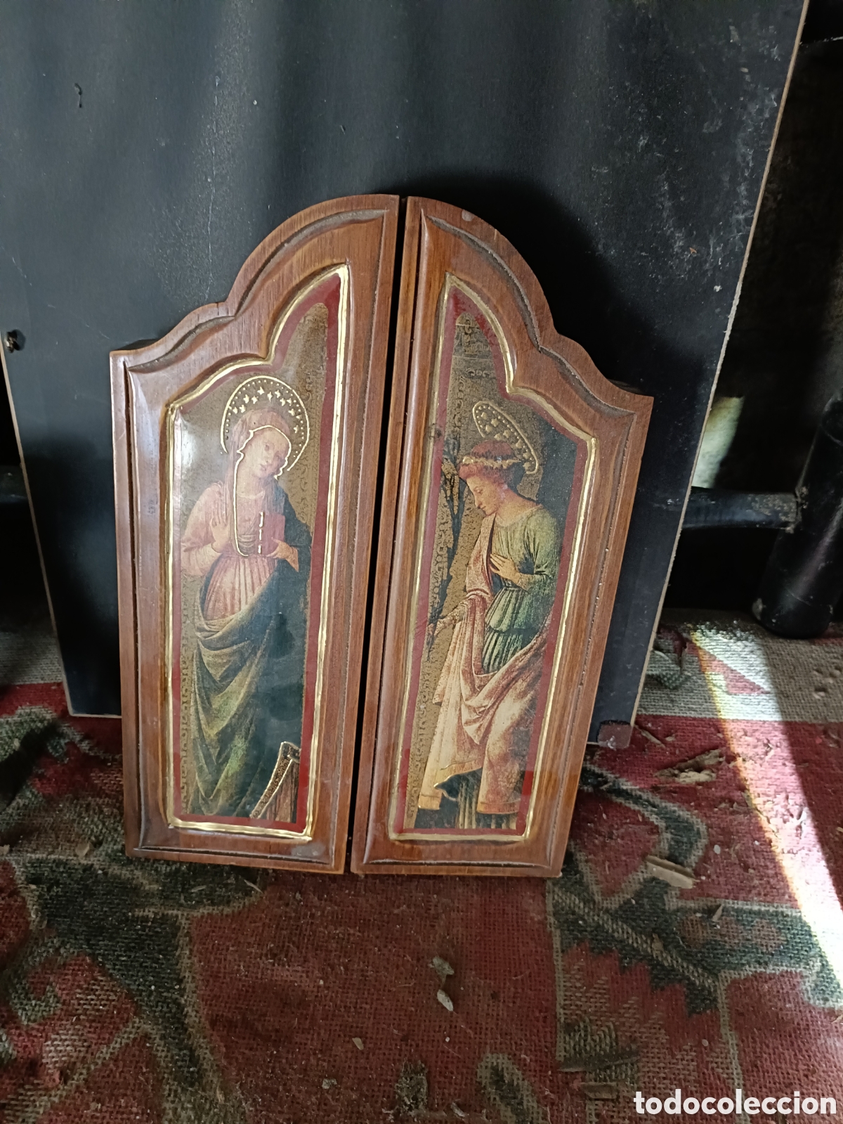 Antig&uuml;edades: Tr&iacute;ptico madera religioso - Foto 1