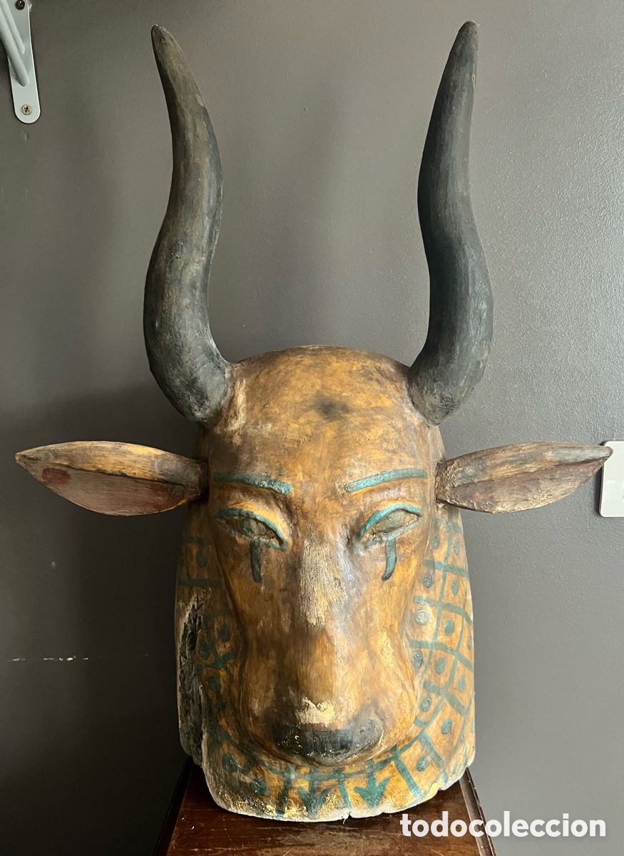 Antig&uuml;edades: Mascara de Sarc&oacute;fago representando a la diosa Hathor - Foto 1