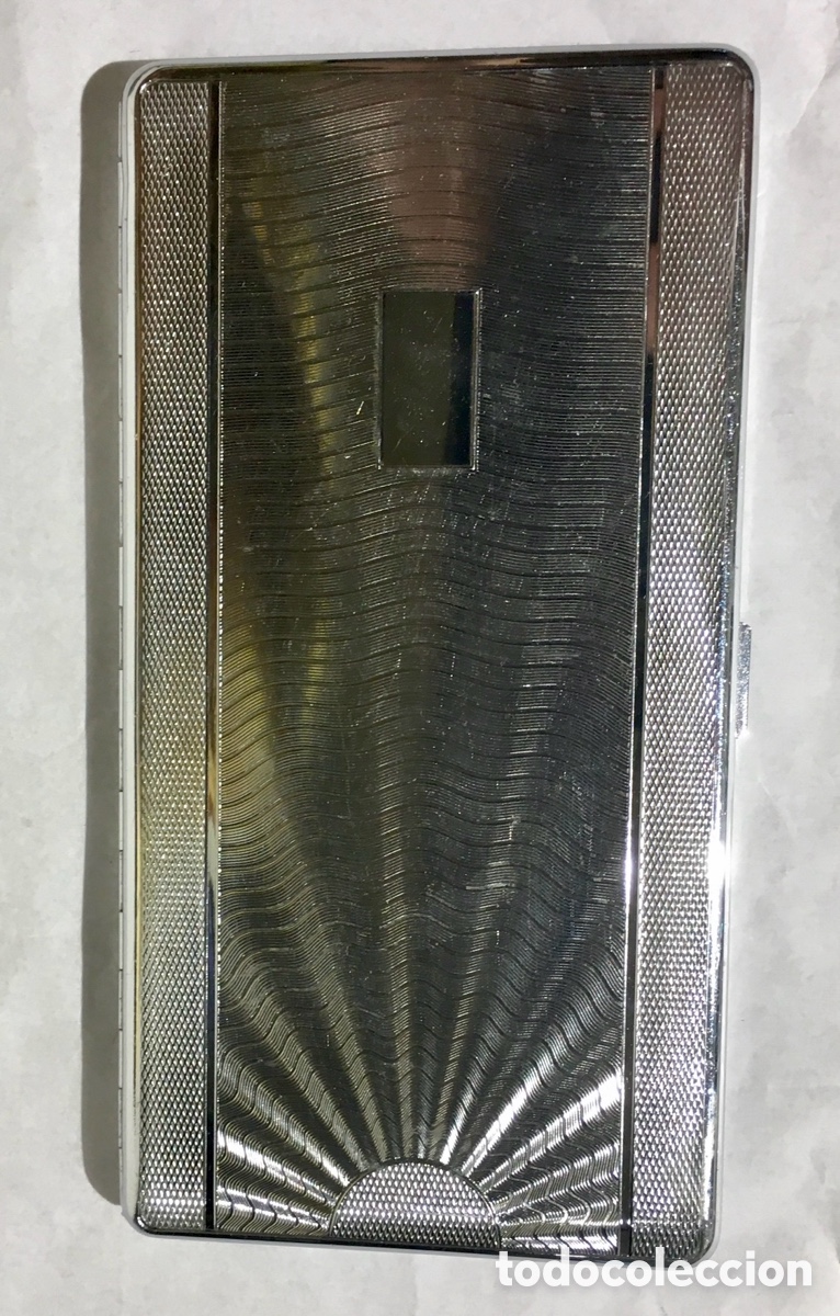 Antig&uuml;edades: Pitillera. Art Deco. Metal plateado. A&ntilde;os 20.