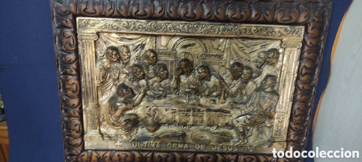 Antig&uuml;edades: Cuadro de metal Santa Cena - Foto 2