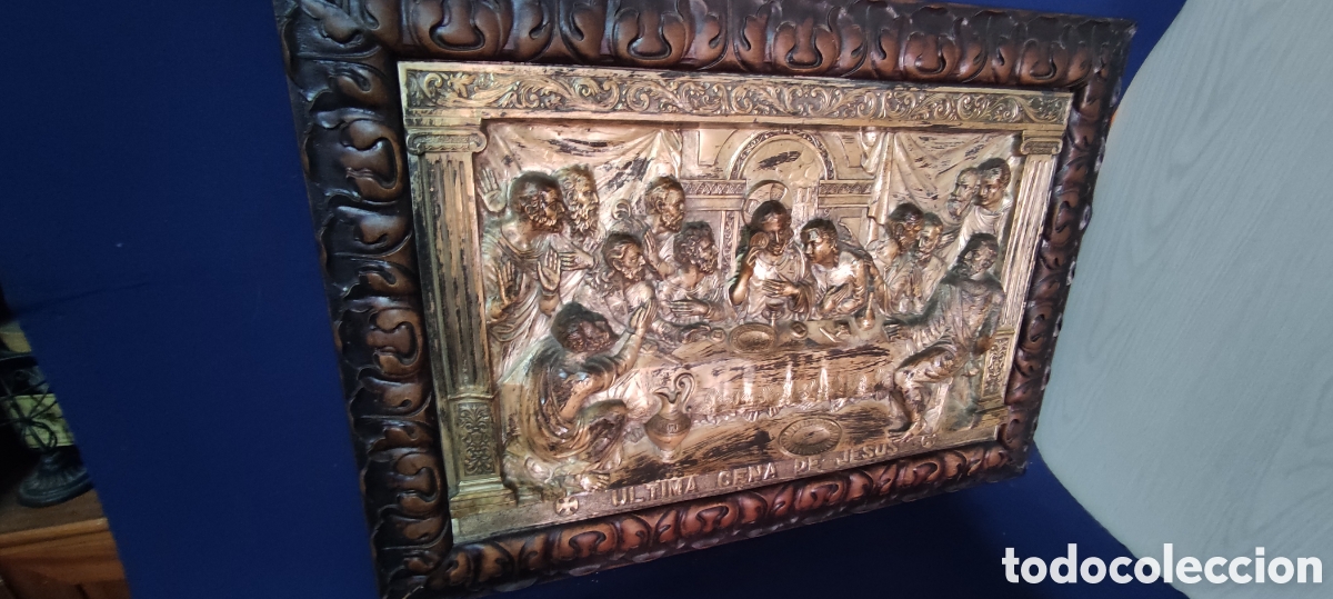 Antig&uuml;edades: Cuadro de metal Santa Cena - Foto 4