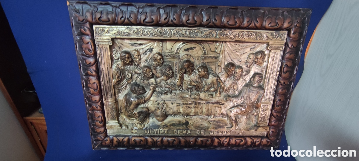 Antig&uuml;edades: Cuadro de metal Santa Cena - Foto 5