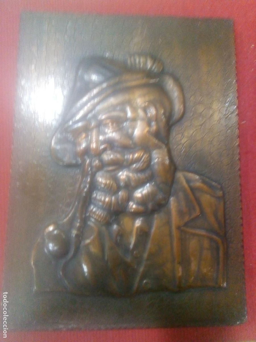 Antig&uuml;edades: PLACA COBRE TIROL&Eacute;S SOBRE MADERA - Foto 1