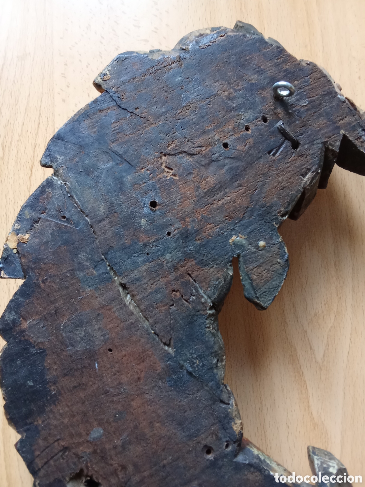 Antig&uuml;edades: Antiguo COPETE de madera con pan de oro de 40 cm - Foto 5