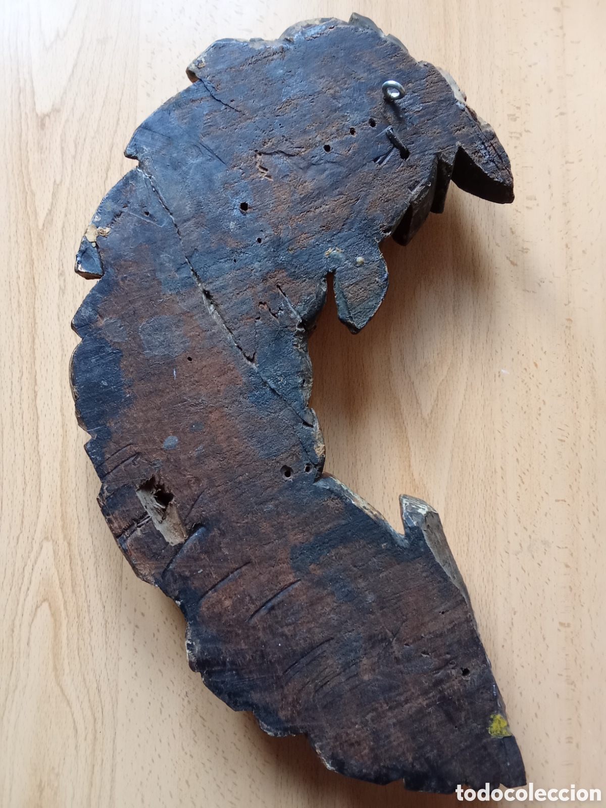Antig&uuml;edades: Antiguo COPETE de madera con pan de oro de 40 cm - Foto 8