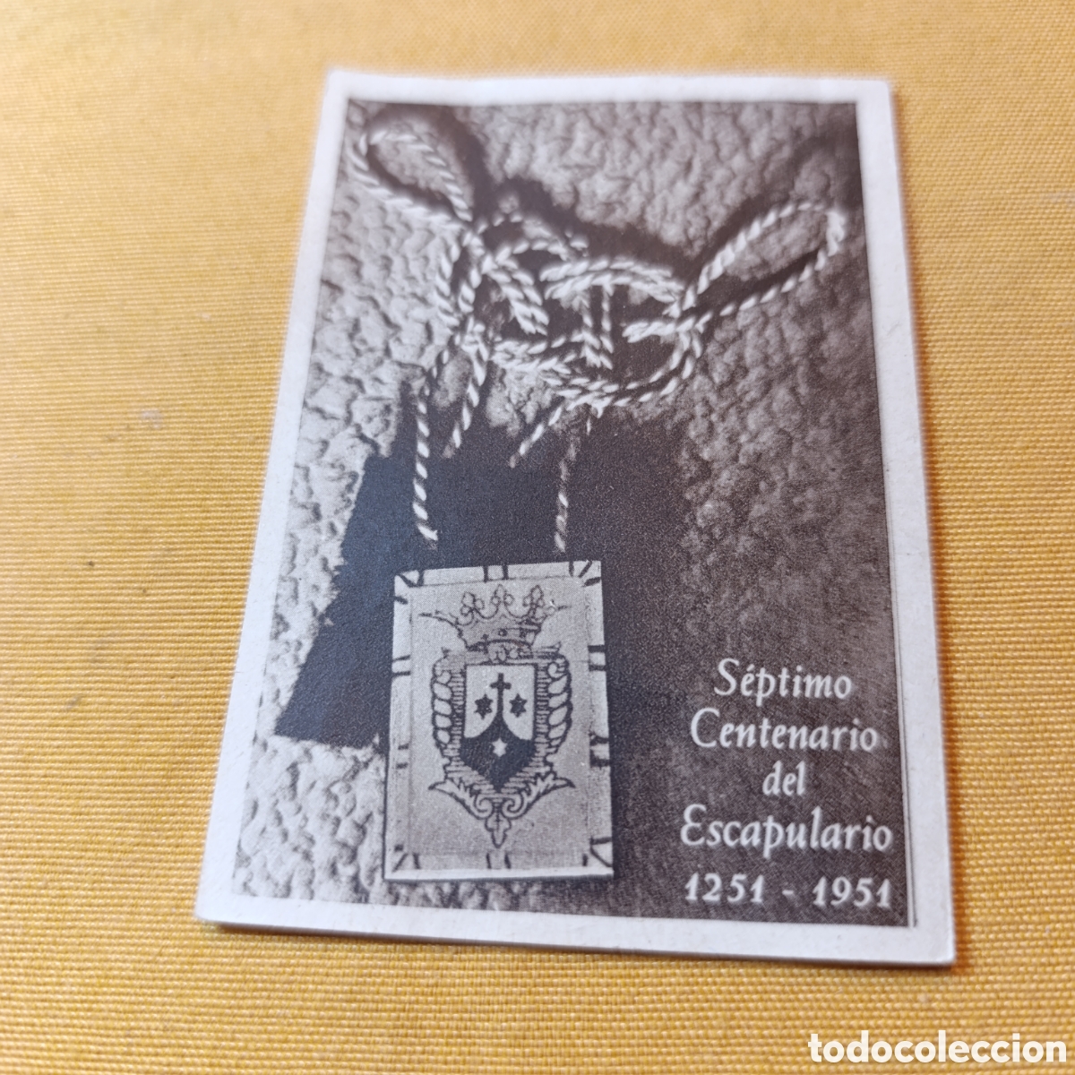 Antig&uuml;edades: D&iacute;ptico religioso,a&ntilde;o 1951,s&eacute;ptimo centenario del escapulario. - Foto 3