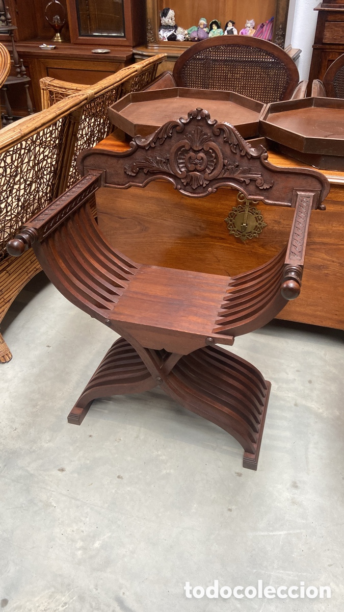Antig&uuml;edades: Jamuga silla sill&oacute;n en madera maciza tallada - Foto 1