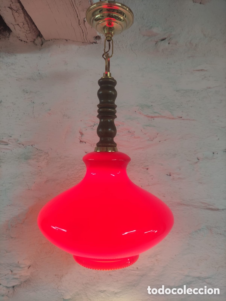 Antig&uuml;edades: L&aacute;mpara Roja estilo Opalina - Foto 3
