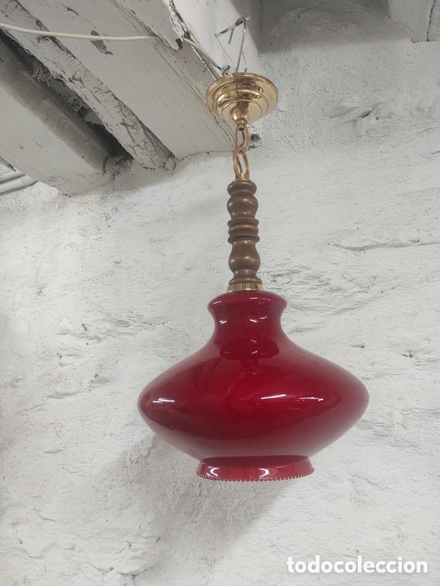 Antig&uuml;edades: L&aacute;mpara Roja estilo Opalina - Foto 4