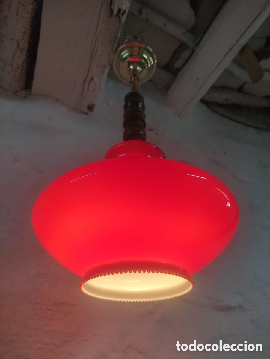 Antig&uuml;edades: L&aacute;mpara Roja estilo Opalina - Foto 5