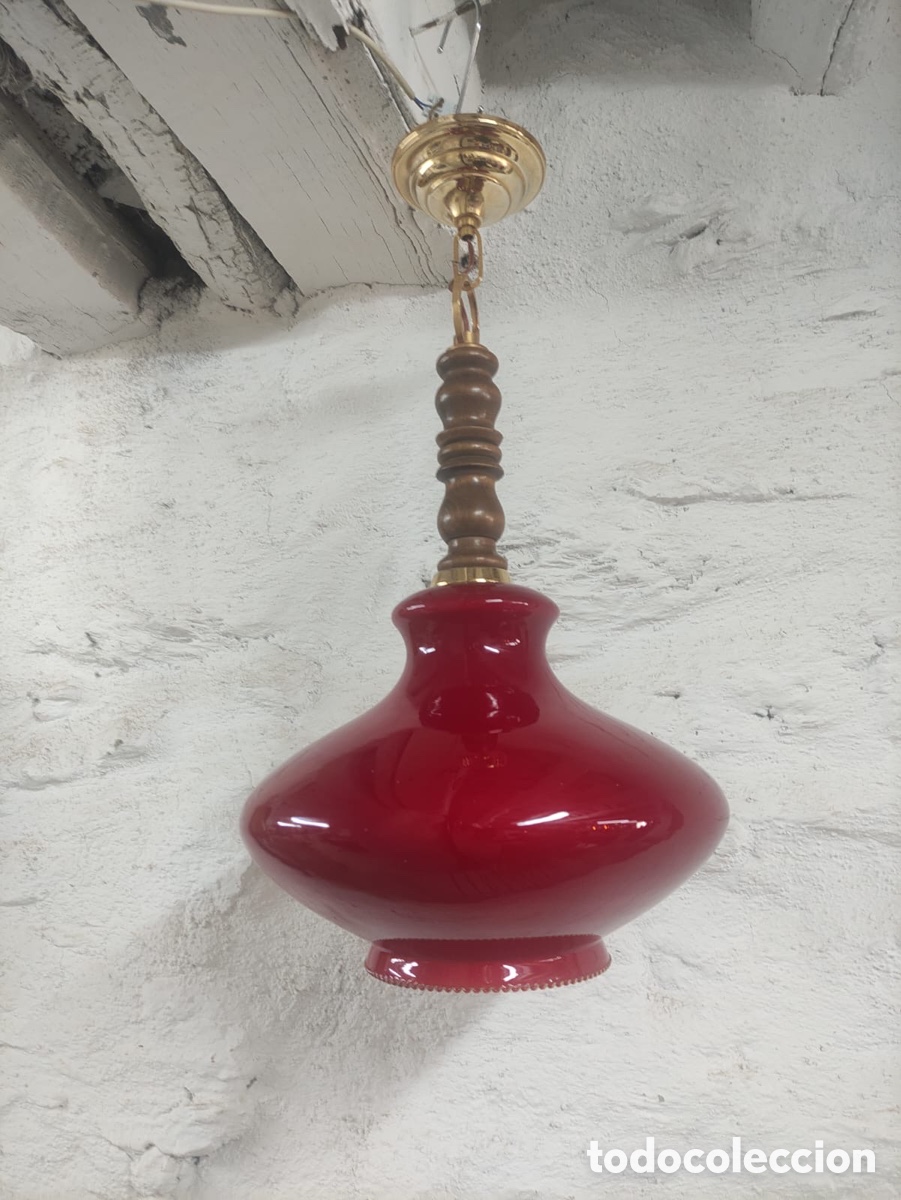 Antig&uuml;edades: L&aacute;mpara Roja estilo Opalina - Foto 1