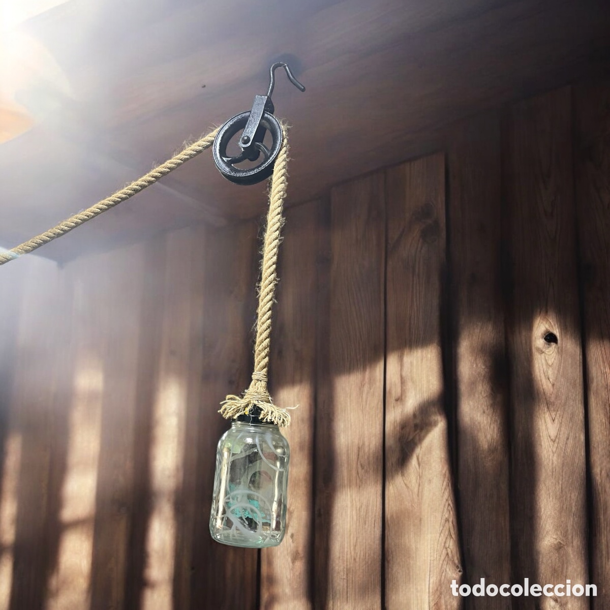 Antig&uuml;edades: L&aacute;mpara polea a&ntilde;os 60 - Foto 3