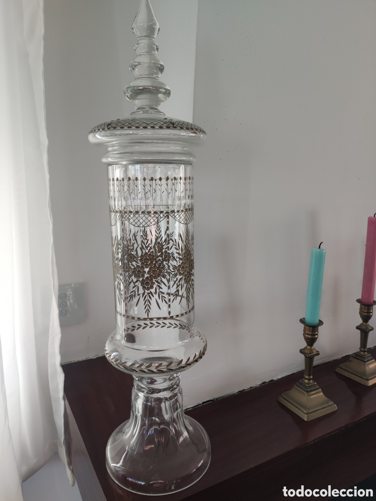 Antig&uuml;edades: Recipiente de cristal gran tama&ntilde;o - Foto 1