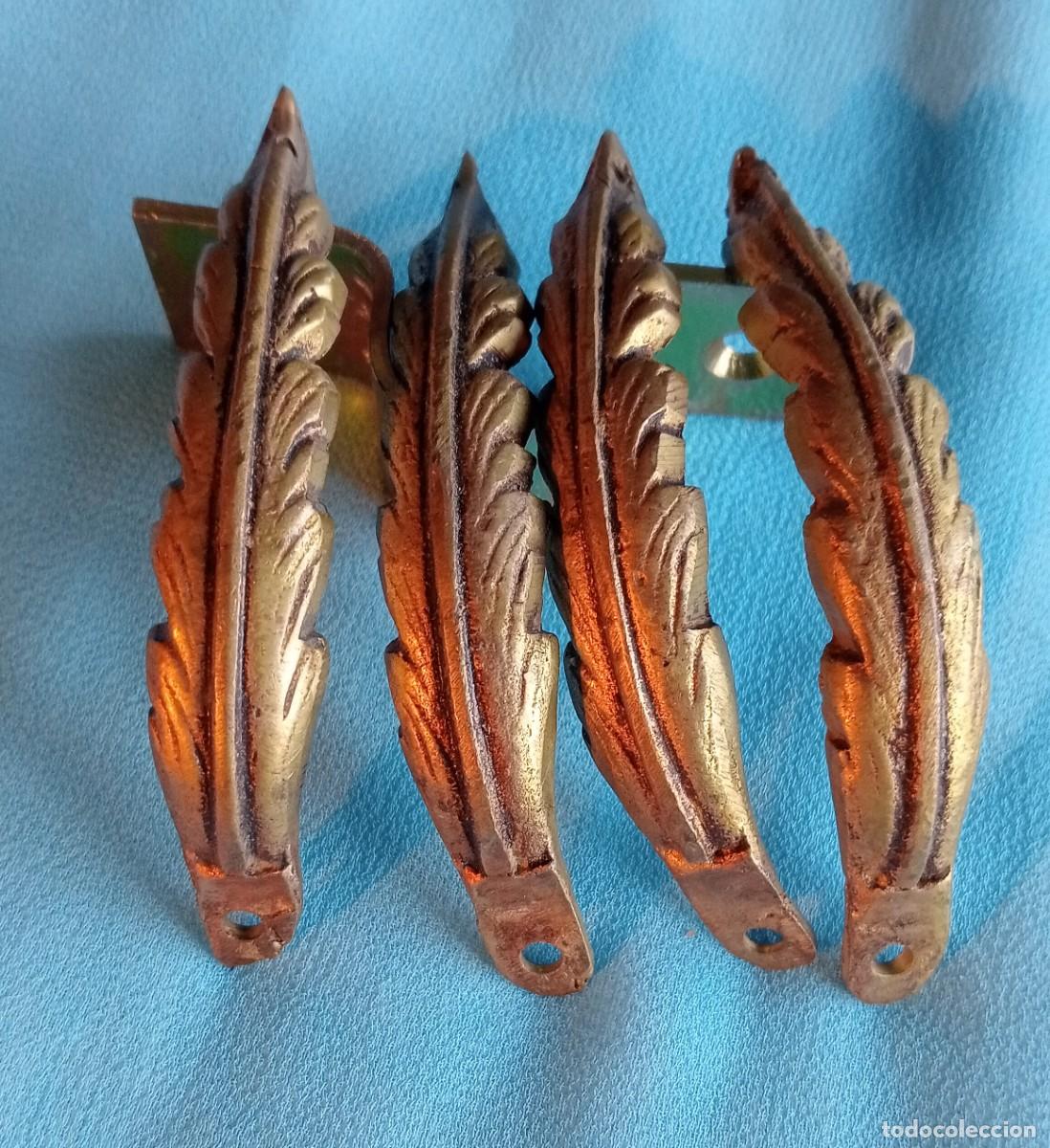 Antig&uuml;edades: 4 ACCESORIOS DE BRONCE DE L&Aacute;MPARA - Foto 1