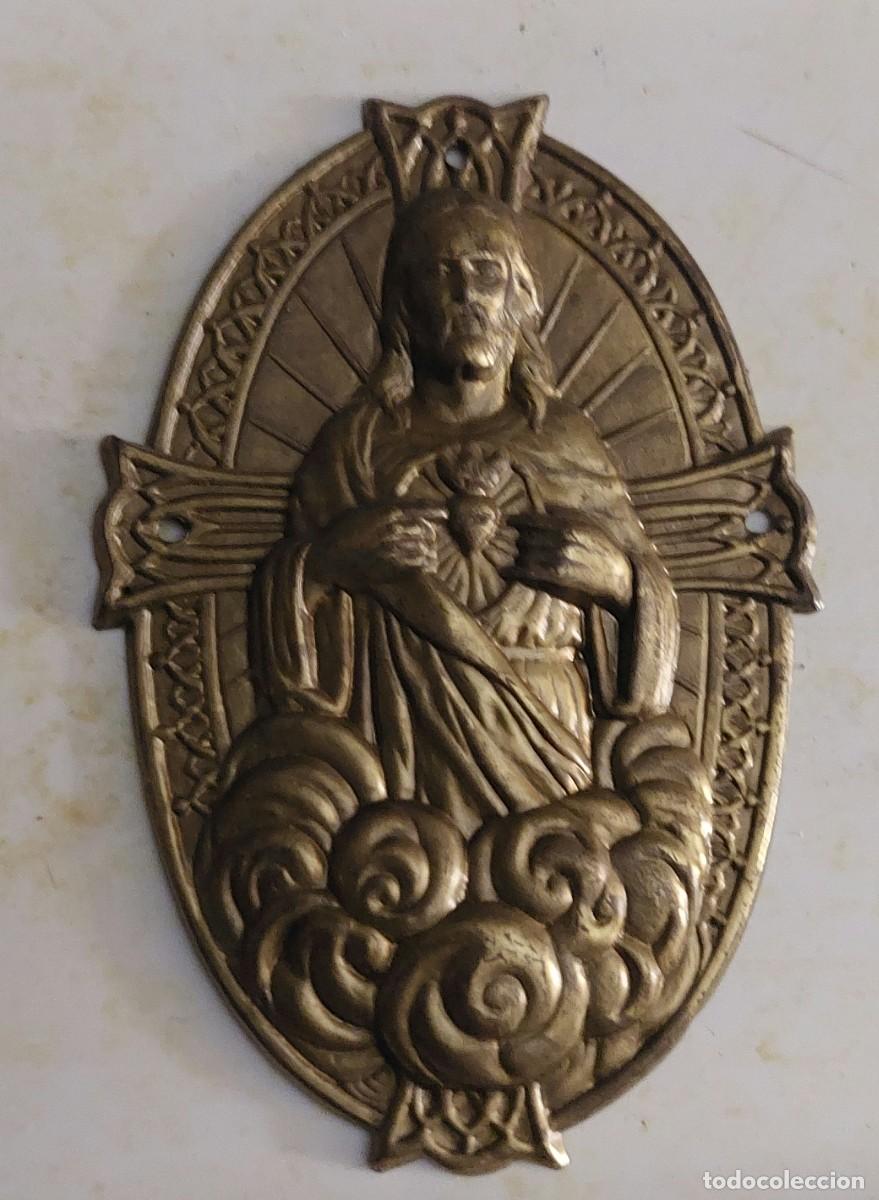 Antig&uuml;edades: Placa para puerta Sagrado Coraz&oacute;n de Jesus - Foto 1