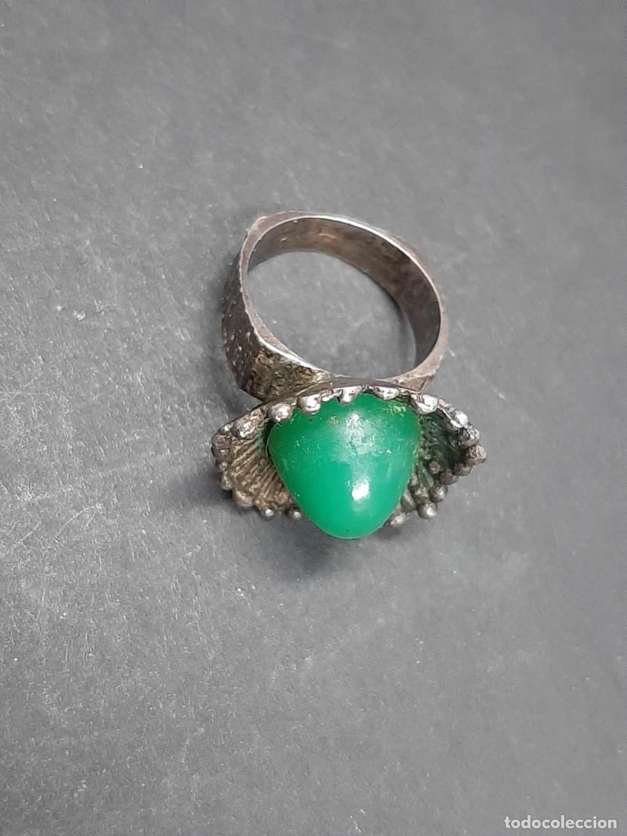 Antig&uuml;edades: antiguo anillo artistico plata y jade - Foto 1