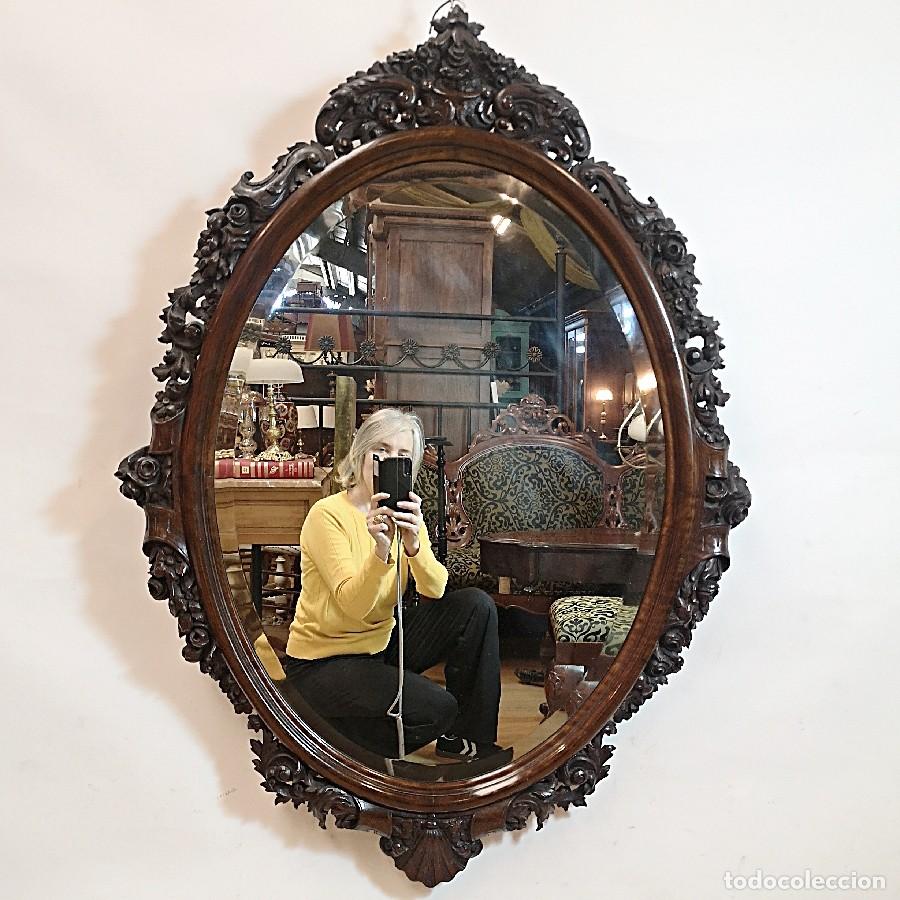 Antig&uuml;edades: Espejo con Marco de Caoba - Foto 1