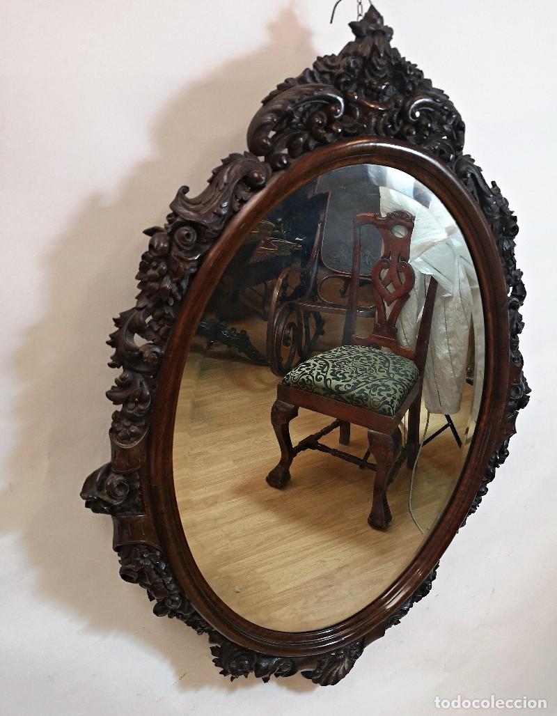 Antig&uuml;edades: Espejo con Marco de Caoba - Foto 4