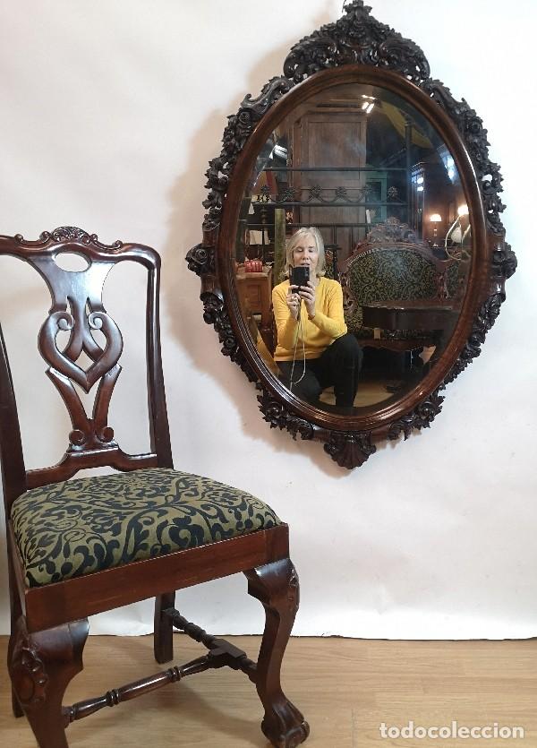 Antig&uuml;edades: Espejo con Marco de Caoba - Foto 8