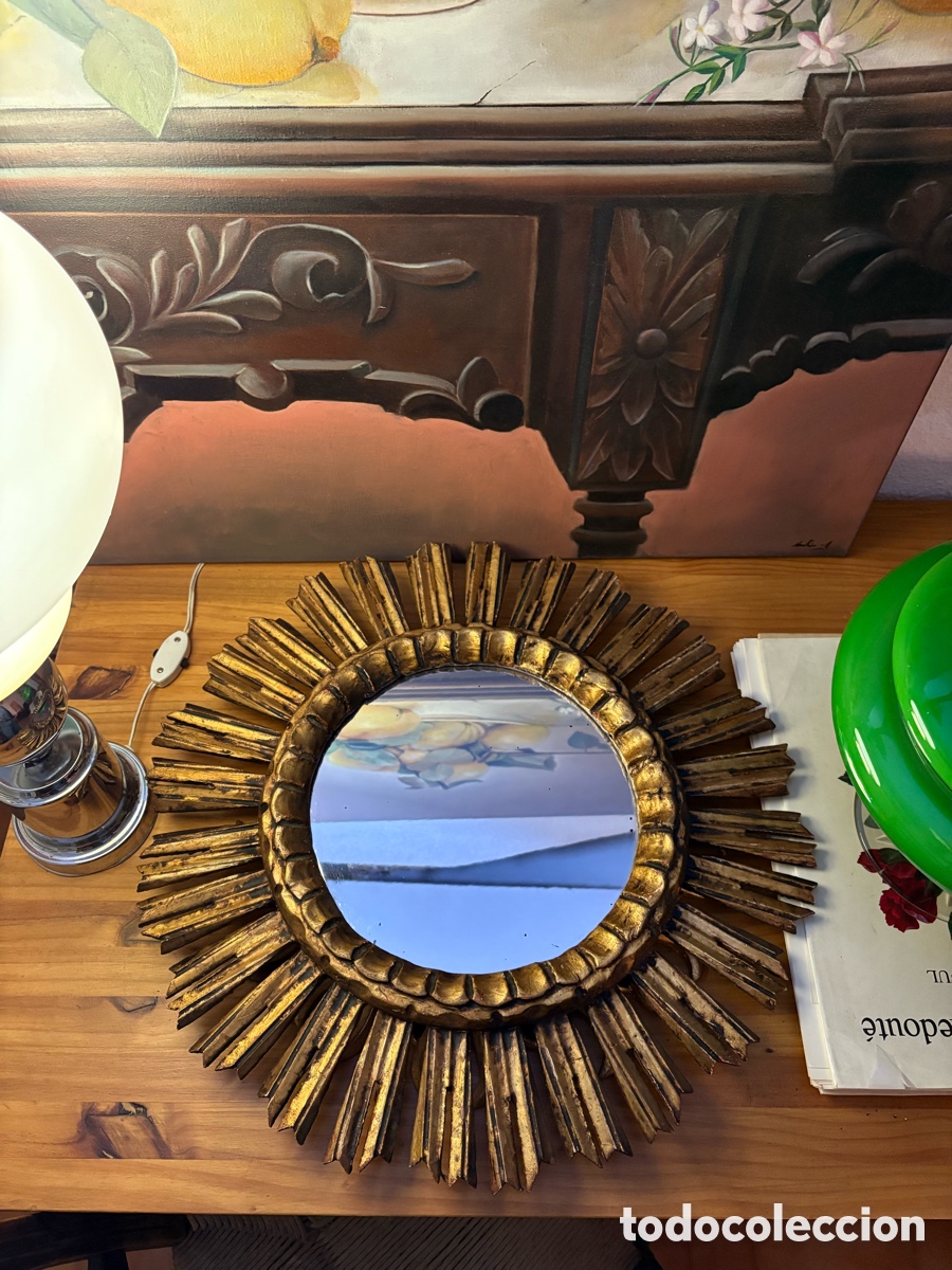 Antig&uuml;edades: ESPEJO SOL MADERA DORADA - Foto 9